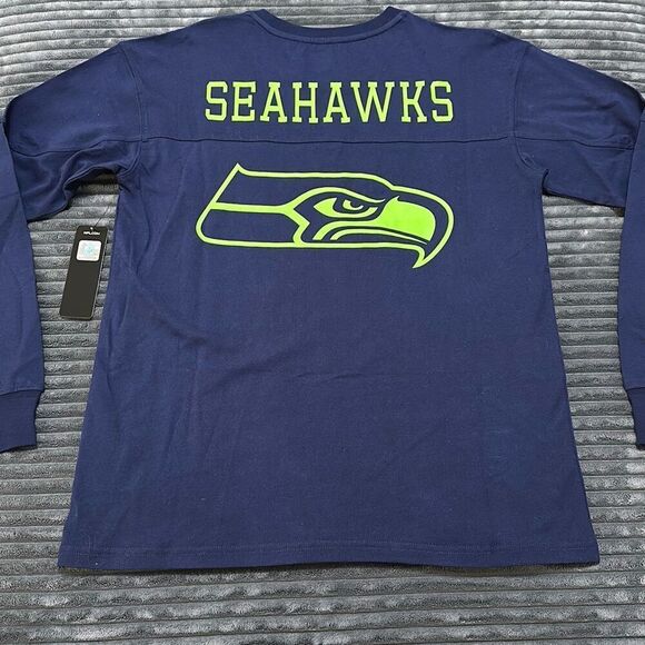NFL Team Apparel Seattle Seahawks Navy Long Sleeve Shirt Women’s Size M NWT - Picture 6 of 8